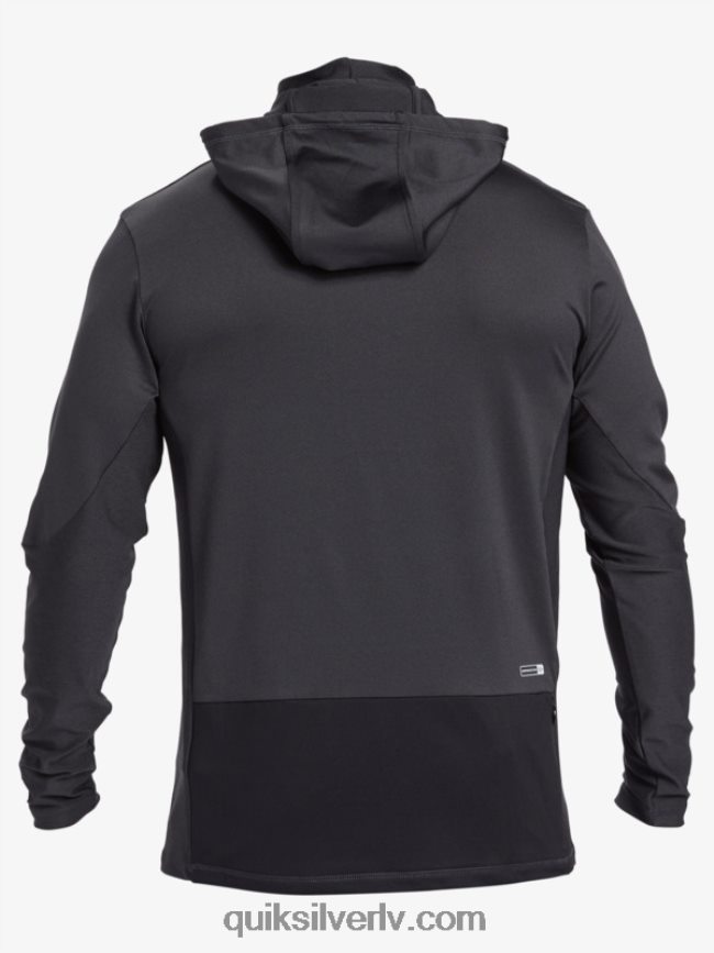 vīriešiem Quiksilver Waterman makšķernieka krekls ar kapuci upf 50 garām piedurknēm melns 88064R830