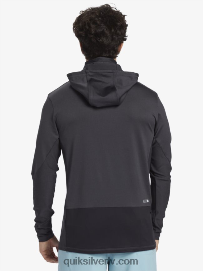 vīriešiem Quiksilver Waterman makšķernieka krekls ar kapuci upf 50 garām piedurknēm melns 88064R830