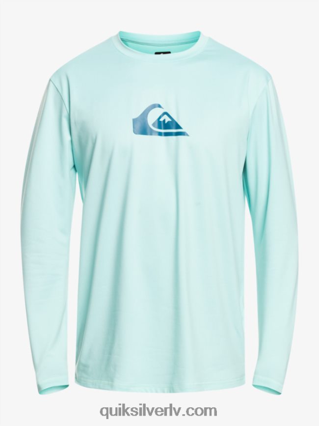 vīriešiem Quiksilver cieta svītra ar garām piedurknēm upf 50 sērfošanas tee eņģelis zils 88064R846