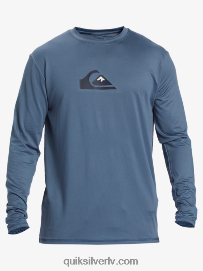 vīriešiem Quiksilver cieta svītra ar garām piedurknēm upf 50 sērfošanas tee jūra 88064R844