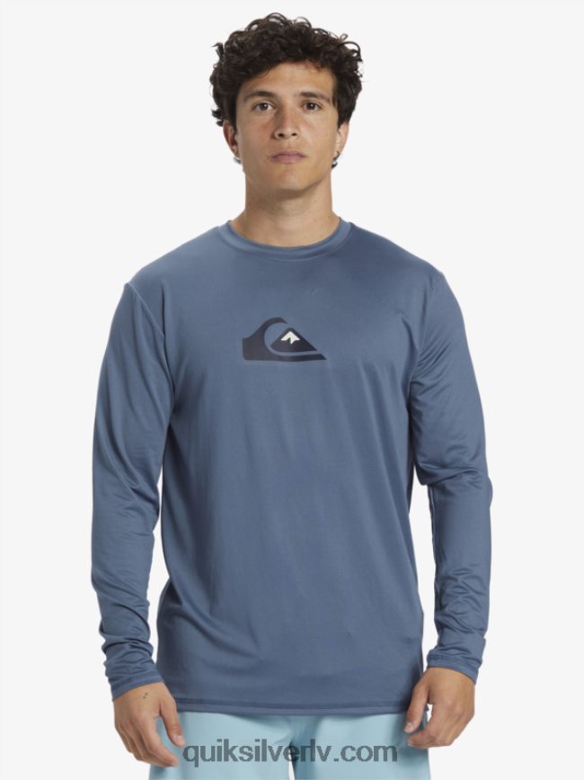 vīriešiem Quiksilver cieta svītra ar garām piedurknēm upf 50 sērfošanas tee jūra 88064R844