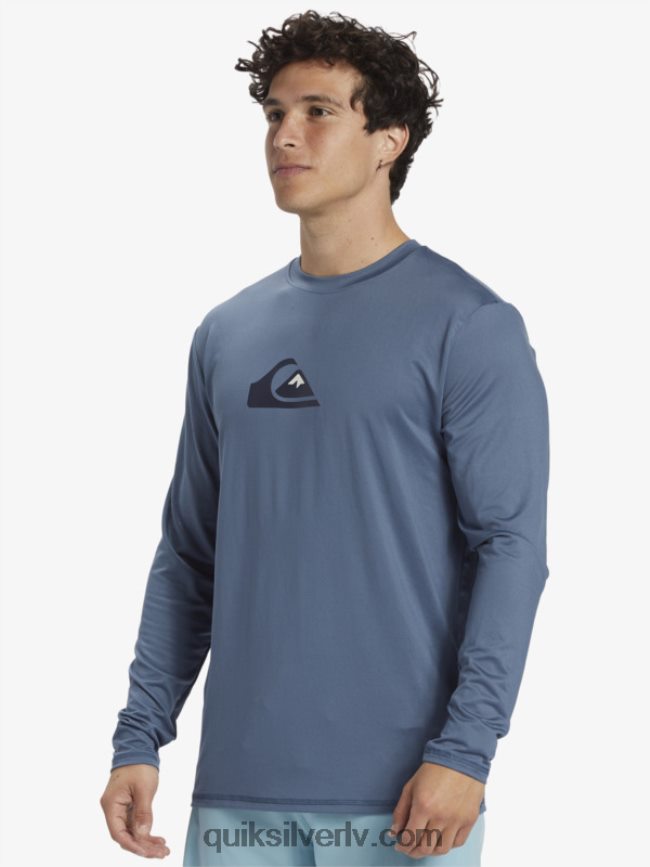 vīriešiem Quiksilver cieta svītra ar garām piedurknēm upf 50 sērfošanas tee jūra 88064R844