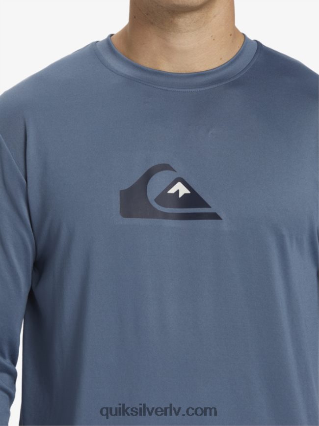 vīriešiem Quiksilver cieta svītra ar garām piedurknēm upf 50 sērfošanas tee jūra 88064R844