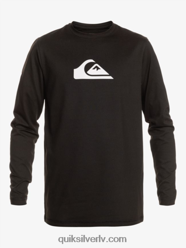 vīriešiem Quiksilver cieta svītra ar garām piedurknēm upf 50 sērfošanas tee melns 88064R841