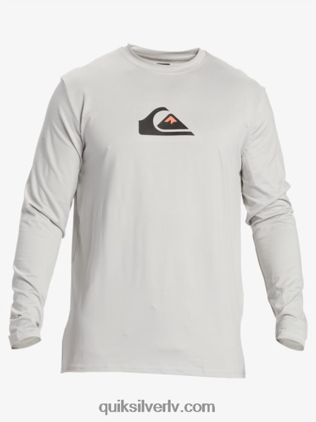 vīriešiem Quiksilver cieta svītra ar garām piedurknēm upf 50 sērfošanas tee pelēka violeta 88064R840