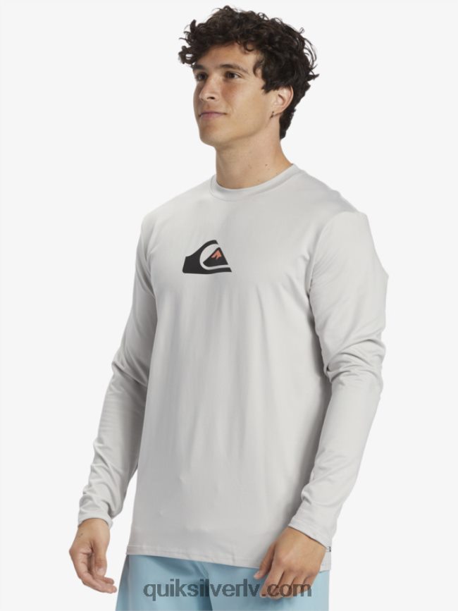 vīriešiem Quiksilver cieta svītra ar garām piedurknēm upf 50 sērfošanas tee pelēka violeta 88064R840
