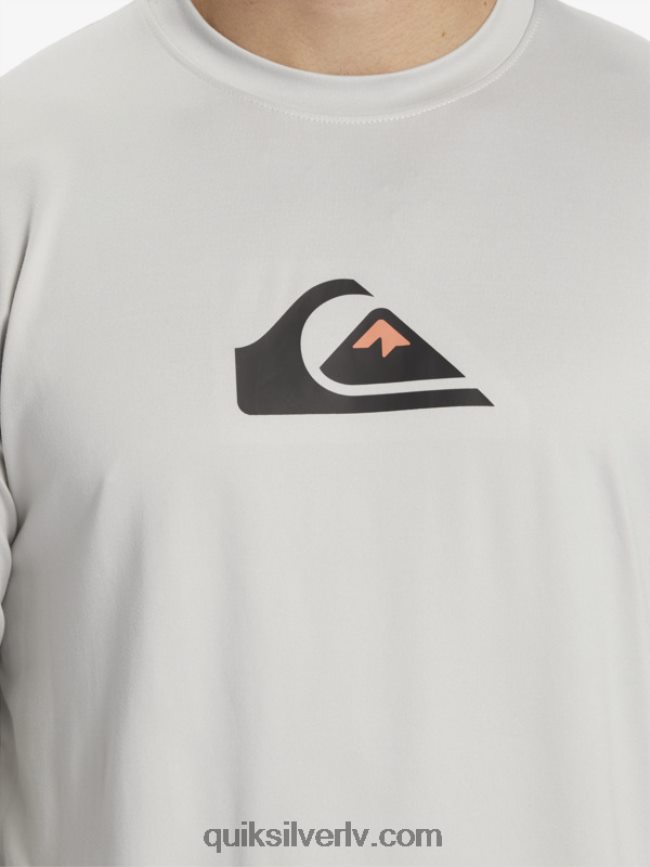 vīriešiem Quiksilver cieta svītra ar garām piedurknēm upf 50 sērfošanas tee pelēka violeta 88064R840
