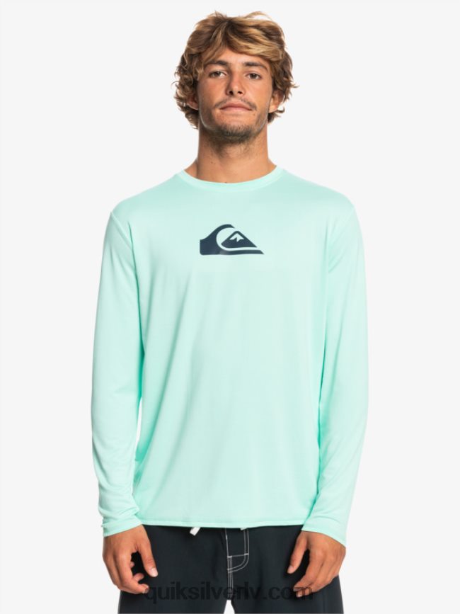 vīriešiem Quiksilver cieta svītra ar garām piedurknēm upf 50 sērfošanas tee pludmales stikls 88064R845
