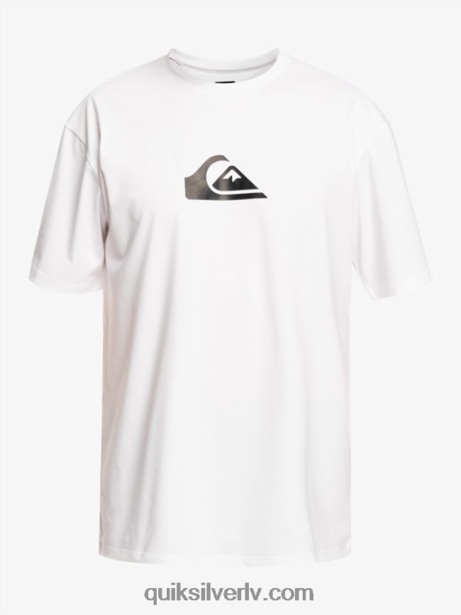 vīriešiem Quiksilver cieta svītra ar īsām piedurknēm upf 50 sērfošanas tēja balts 88064R881