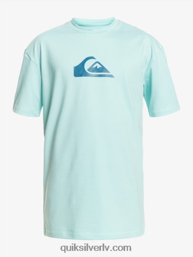 vīriešiem Quiksilver cieta svītra ar īsām piedurknēm upf 50 sērfošanas tēja eņģelis zils 88064R889