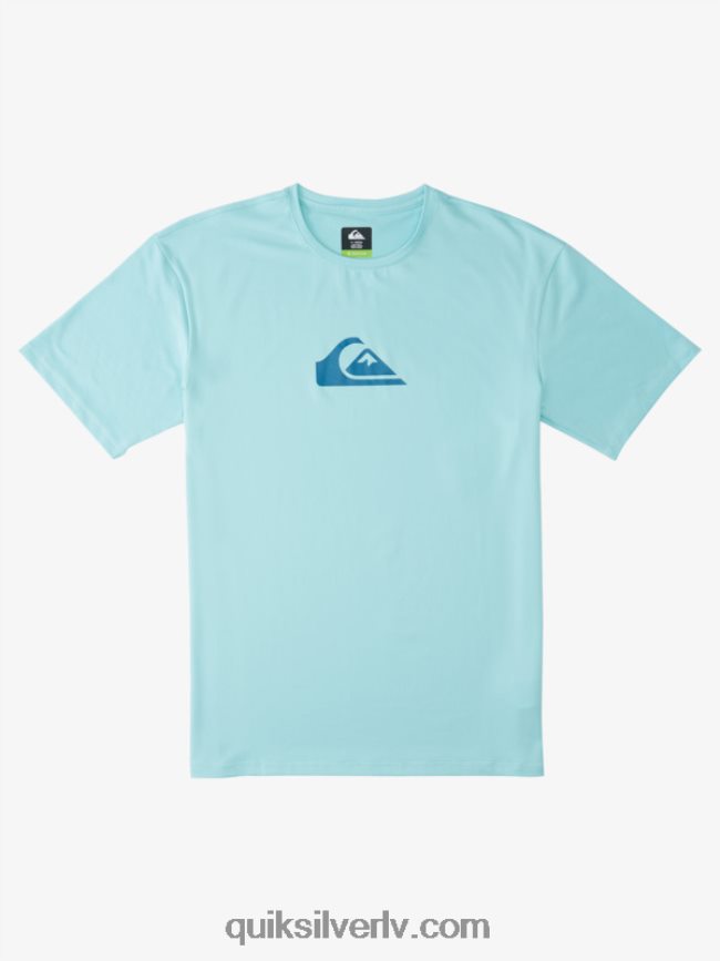 vīriešiem Quiksilver cieta svītra ar īsām piedurknēm upf 50 sērfošanas tēja eņģelis zils 88064R889
