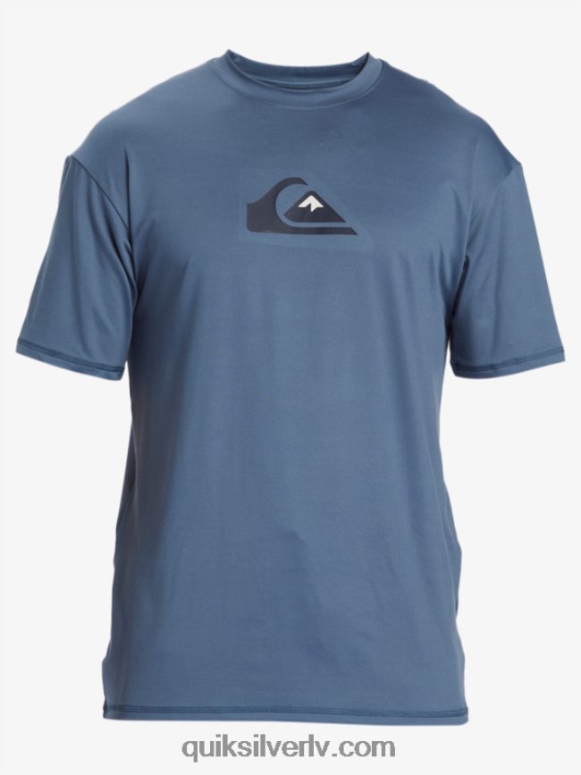 vīriešiem Quiksilver cieta svītra ar īsām piedurknēm upf 50 sērfošanas tēja jūra 88064R888