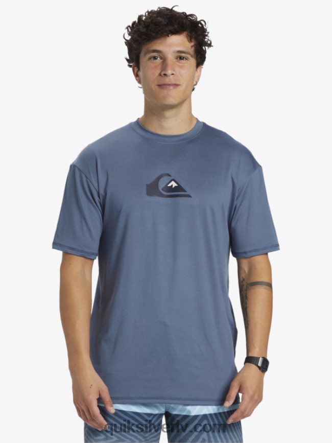 vīriešiem Quiksilver cieta svītra ar īsām piedurknēm upf 50 sērfošanas tēja jūra 88064R888