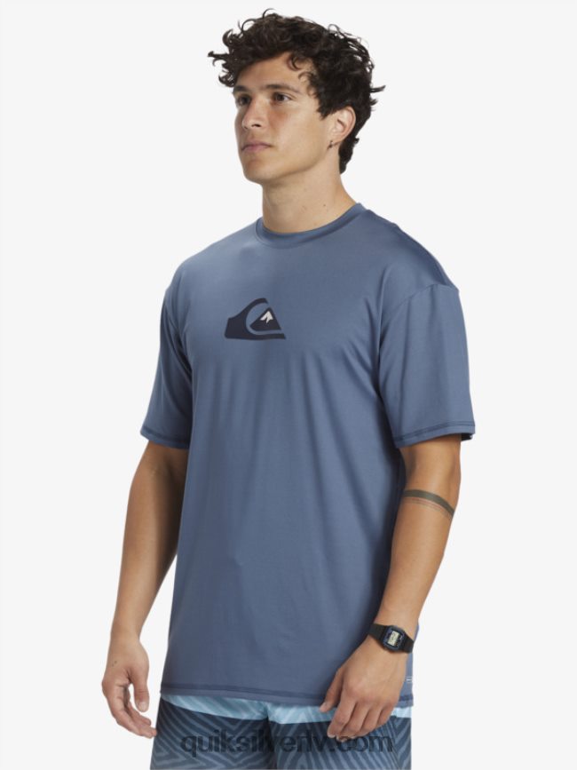 vīriešiem Quiksilver cieta svītra ar īsām piedurknēm upf 50 sērfošanas tēja jūra 88064R888