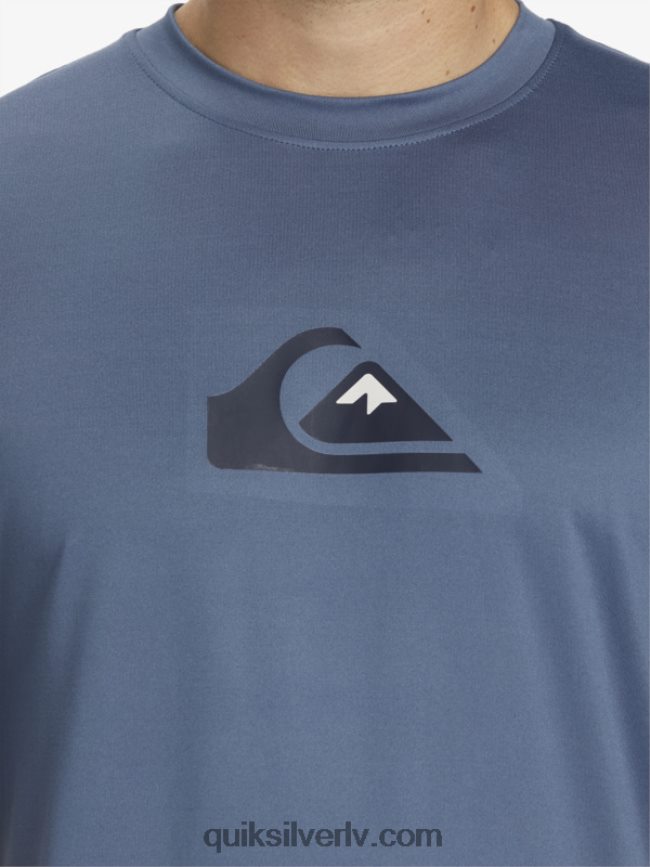 vīriešiem Quiksilver cieta svītra ar īsām piedurknēm upf 50 sērfošanas tēja jūra 88064R888