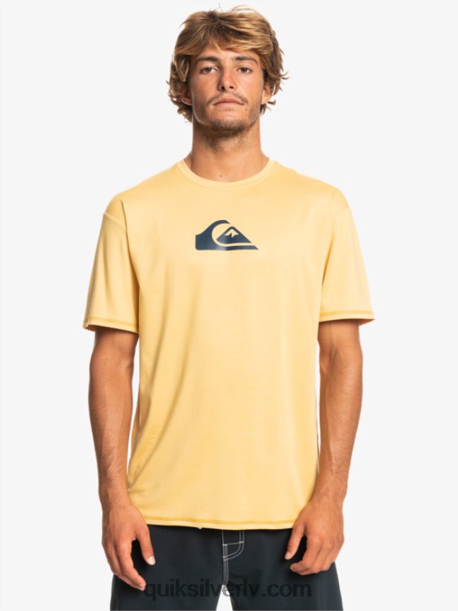 vīriešiem Quiksilver cieta svītra ar īsām piedurknēm upf 50 sērfošanas tēja kvieši 88064R887