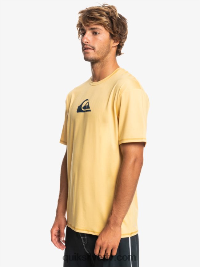 vīriešiem Quiksilver cieta svītra ar īsām piedurknēm upf 50 sērfošanas tēja kvieši 88064R887