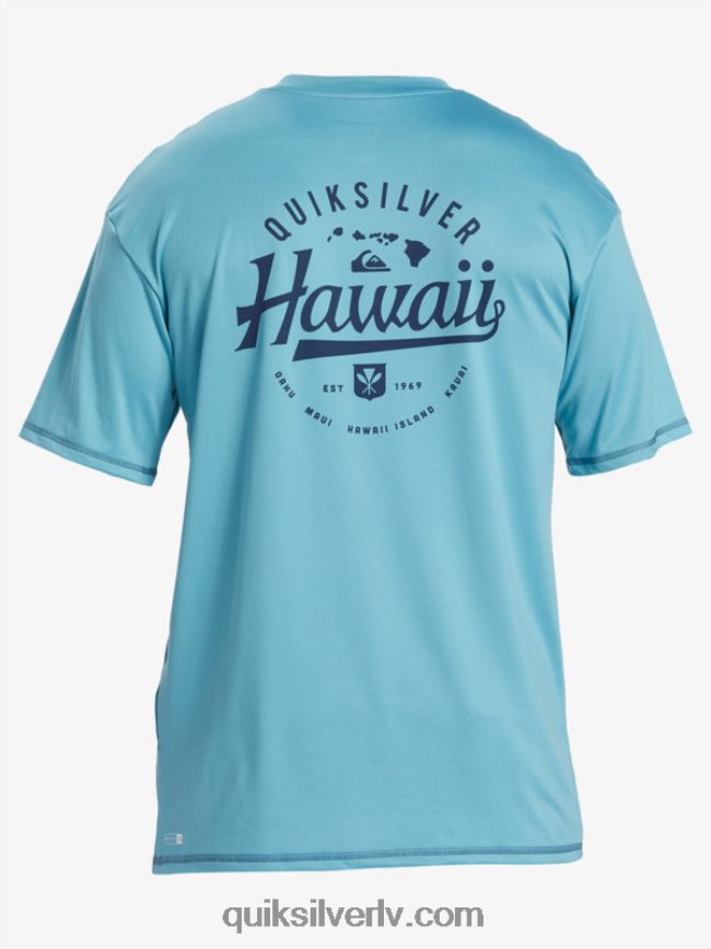 vīriešiem Quiksilver hawaii Big Bite upf 50 sērfošanas t-krekls ar īsām piedurknēm delfīnija zils 88064R880