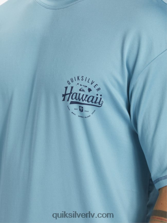 vīriešiem Quiksilver hawaii Big Bite upf 50 sērfošanas t-krekls ar īsām piedurknēm delfīnija zils 88064R880
