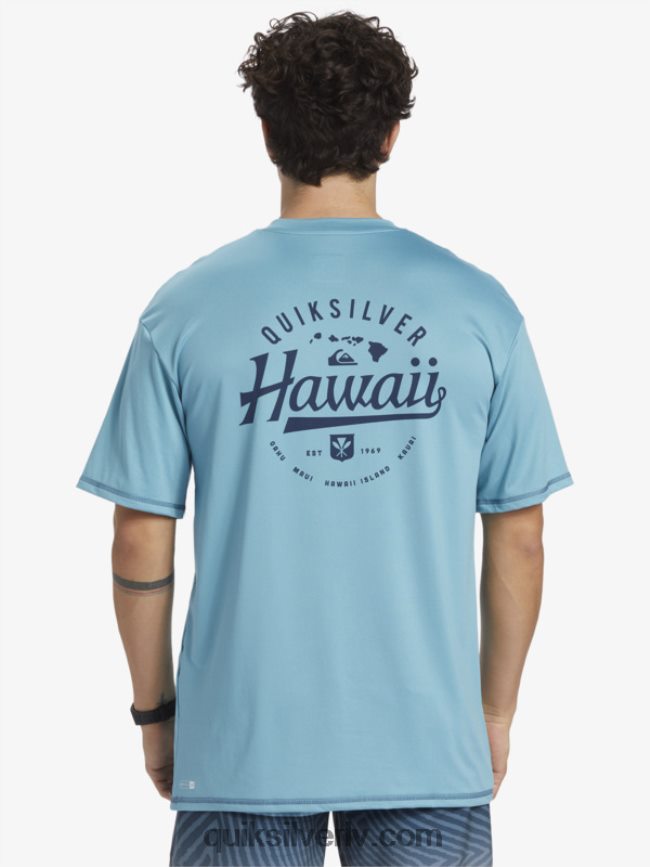 vīriešiem Quiksilver hawaii Big Bite upf 50 sērfošanas t-krekls ar īsām piedurknēm delfīnija zils 88064R880