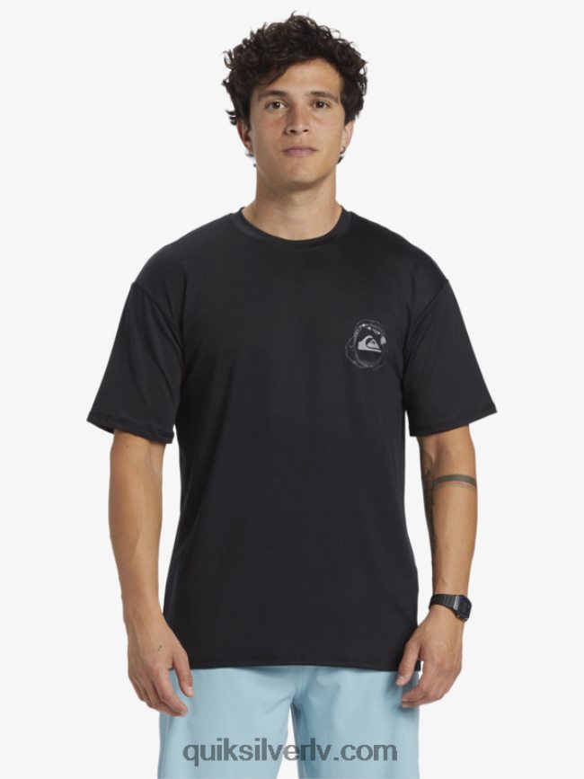 vīriešiem Quiksilver hawaii Big Bite upf 50 sērfošanas t-krekls ar īsām piedurknēm melns 88064R883