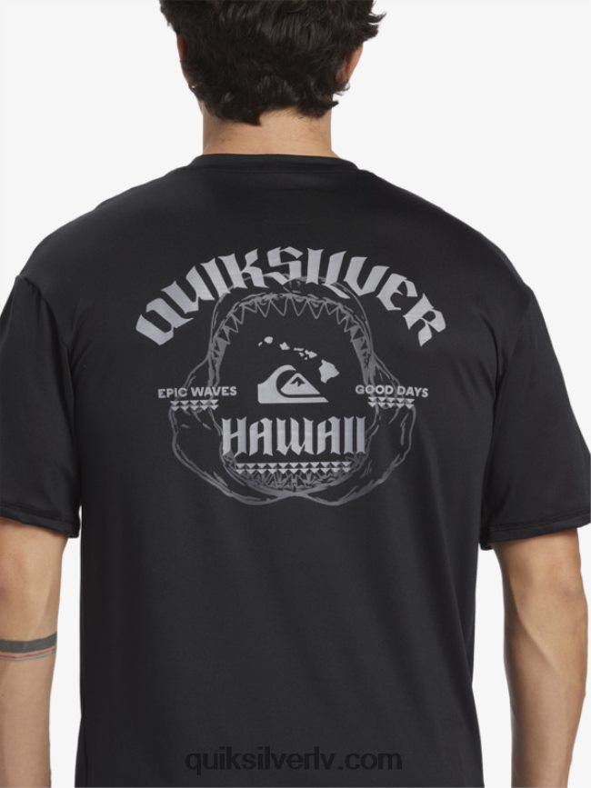 vīriešiem Quiksilver hawaii Big Bite upf 50 sērfošanas t-krekls ar īsām piedurknēm melns 88064R883