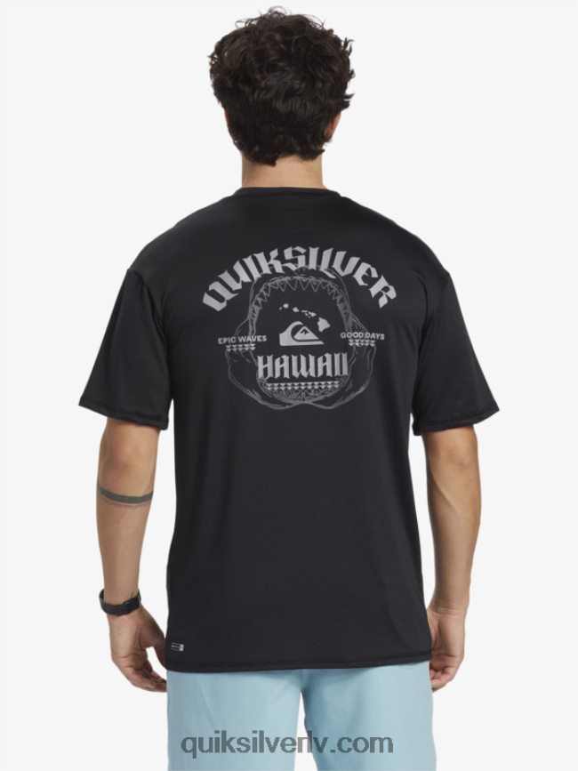vīriešiem Quiksilver hawaii Big Bite upf 50 sērfošanas t-krekls ar īsām piedurknēm melns 88064R883