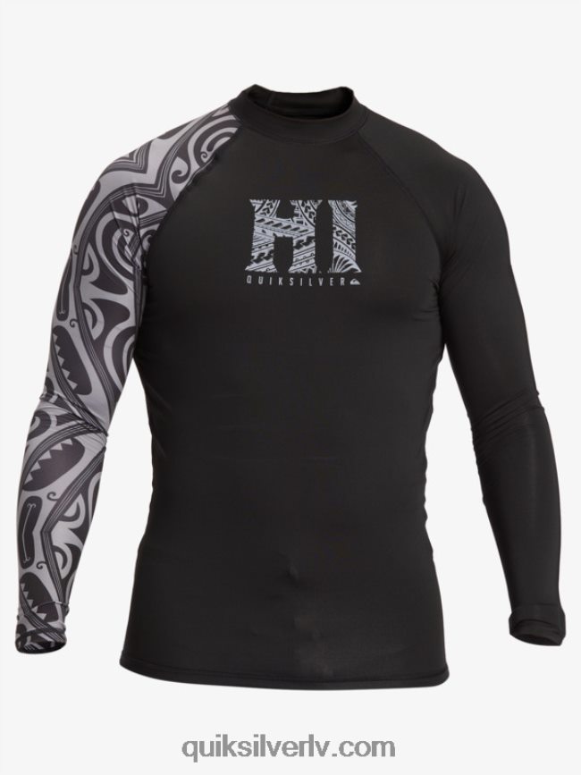 vīriešiem Quiksilver hawaii Big Island upf 50 garās piedurknes sērfošanas tee melns 88064R923