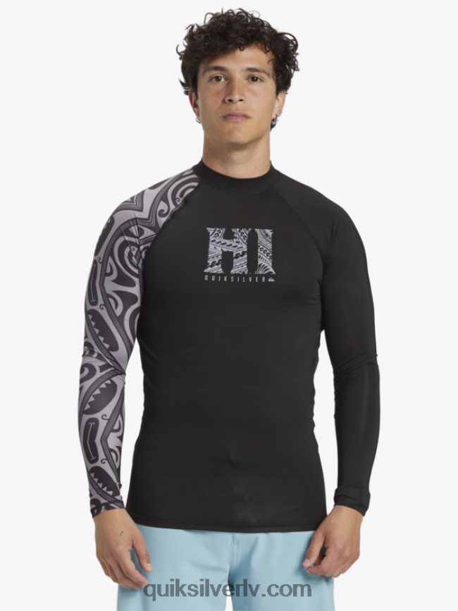 vīriešiem Quiksilver hawaii Big Island upf 50 garās piedurknes sērfošanas tee melns 88064R923