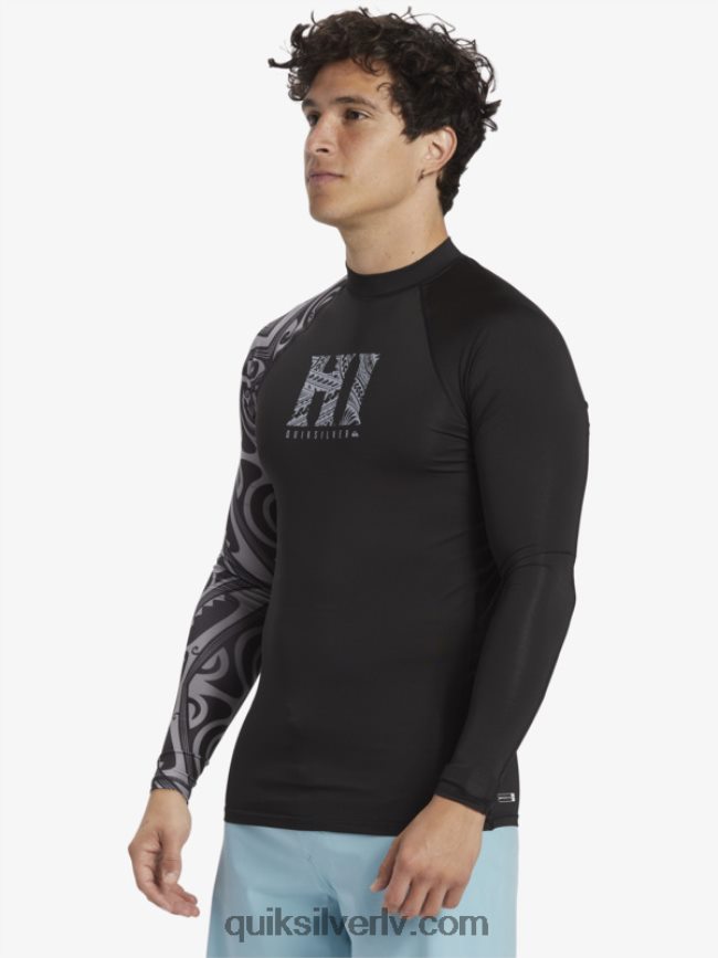 vīriešiem Quiksilver hawaii Big Island upf 50 garās piedurknes sērfošanas tee melns 88064R923
