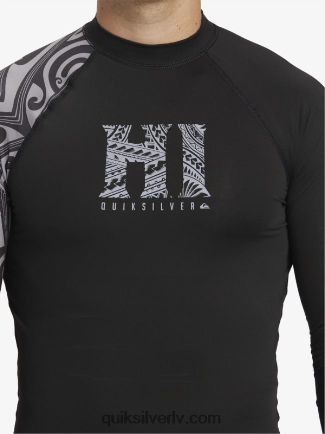 vīriešiem Quiksilver hawaii Big Island upf 50 garās piedurknes sērfošanas tee melns 88064R923