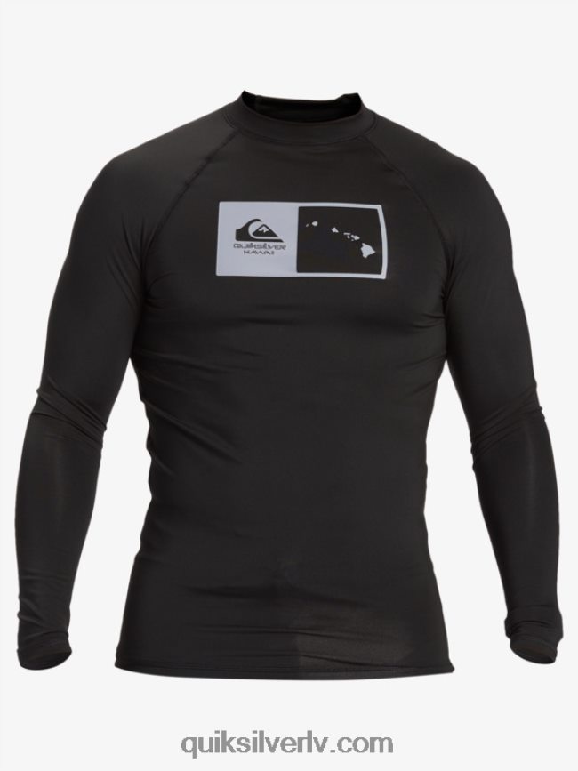 vīriešiem Quiksilver hawaii double down upf 50 sērfošanas t-ka ar garām piedurknēm melns 88064R1105
