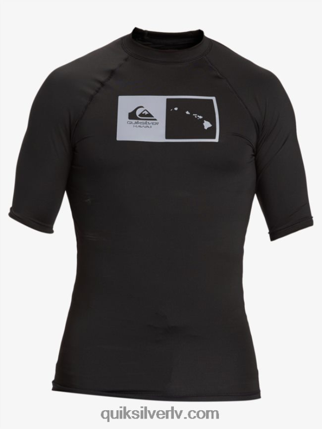 vīriešiem Quiksilver hawaii double down upf 50 sērfošanas t-ka ar īsām piedurknēm melns 88064R1170