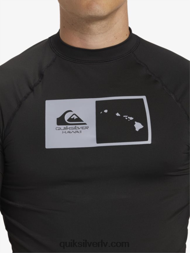 vīriešiem Quiksilver hawaii double down upf 50 sērfošanas t-ka ar īsām piedurknēm melns 88064R1170