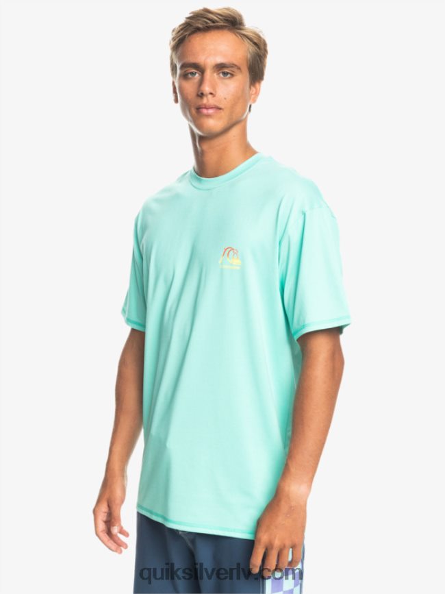 vīriešiem Quiksilver heritage heather īsām piedurknēm upf 50 sērfošanas t-krekls baseina zaļie virši 88064R1133