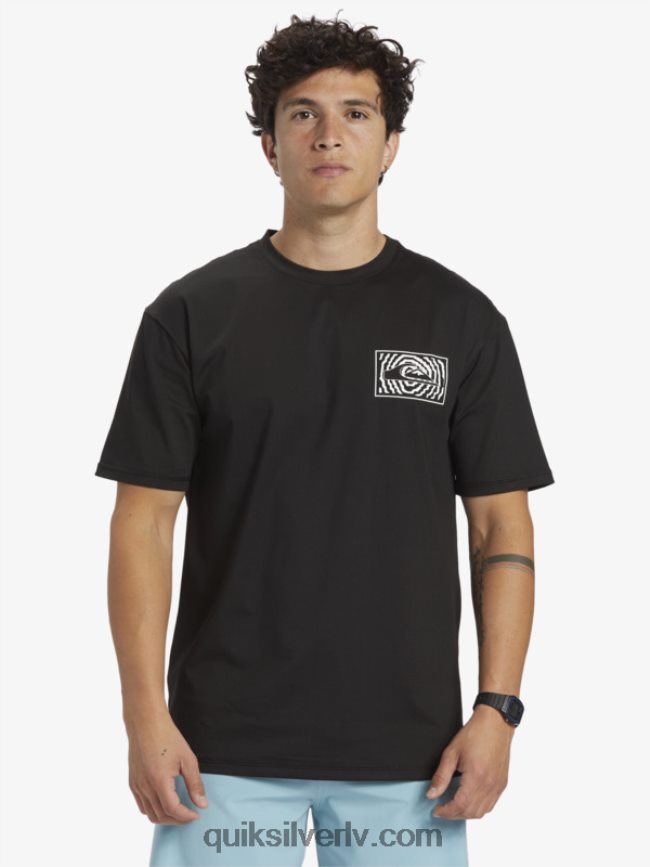 vīriešiem Quiksilver mix session upf 50 sērfošanas t-ka ar īsām piedurknēm melns 88064R318