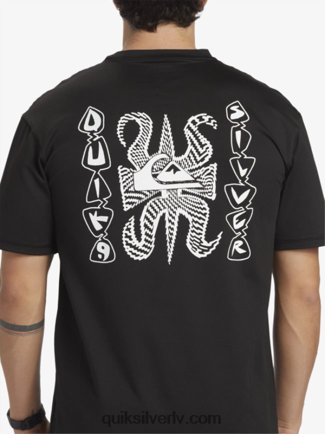 vīriešiem Quiksilver mix session upf 50 sērfošanas t-ka ar īsām piedurknēm melns 88064R318