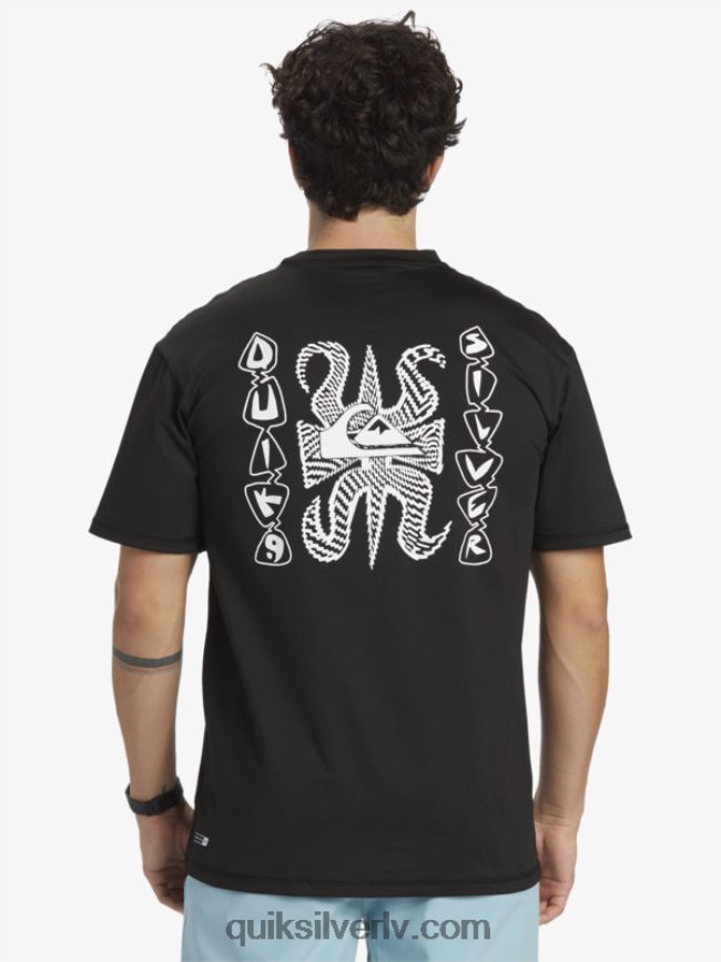 vīriešiem Quiksilver mix session upf 50 sērfošanas t-ka ar īsām piedurknēm melns 88064R318