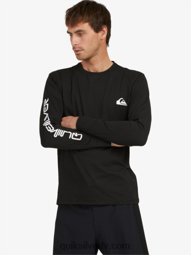vīriešiem Quiksilver omni session upf 50 sērfošanas t-krekls ar garām piedurknēm melns 88064R406