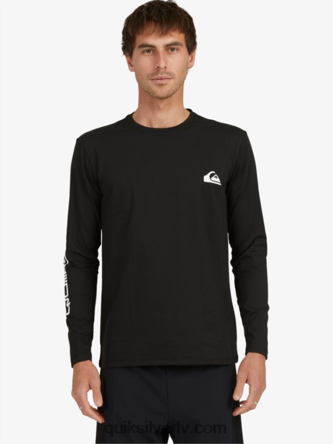 vīriešiem Quiksilver omni session upf 50 sērfošanas t-krekls ar garām piedurknēm melns 88064R406