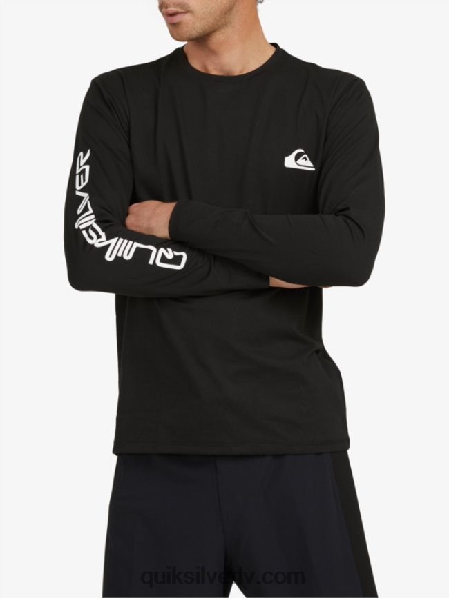 vīriešiem Quiksilver omni session upf 50 sērfošanas t-krekls ar garām piedurknēm melns 88064R406