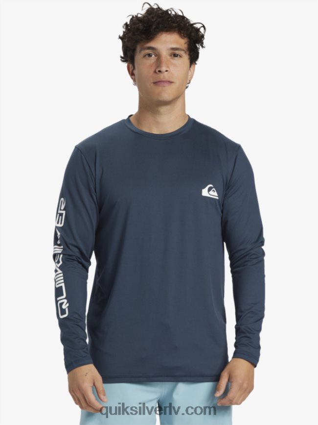 vīriešiem Quiksilver omni session upf 50 sērfošanas t-krekls ar garām piedurknēm pusnakts flote 88064R405