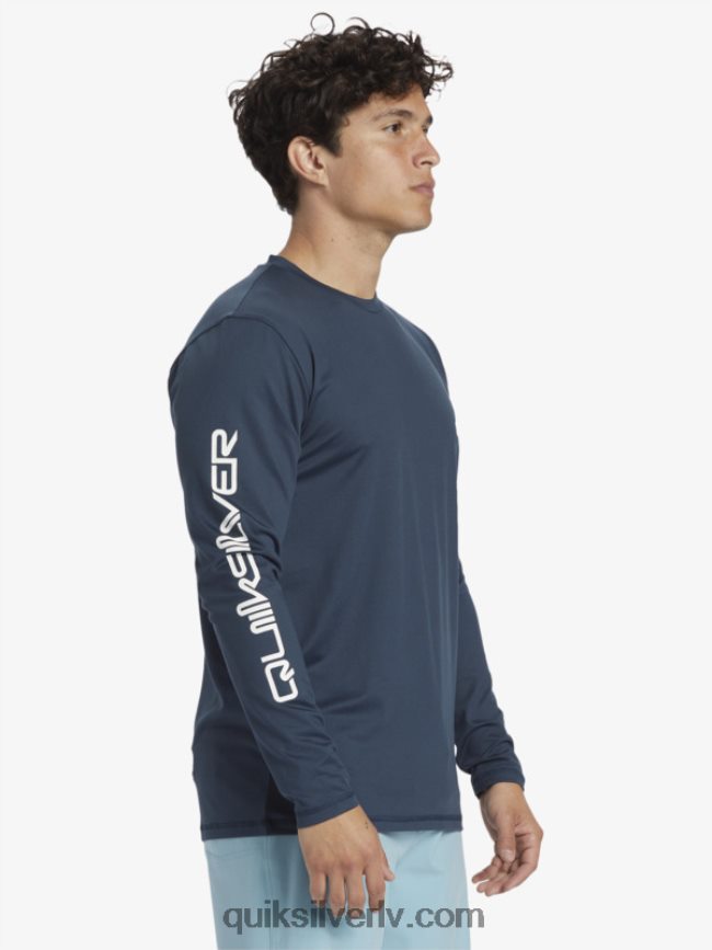 vīriešiem Quiksilver omni session upf 50 sērfošanas t-krekls ar garām piedurknēm pusnakts flote 88064R405