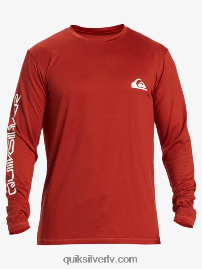 vīriešiem Quiksilver omni session upf 50 sērfošanas t-krekls ar garām piedurknēm sarkanais okers 88064R403