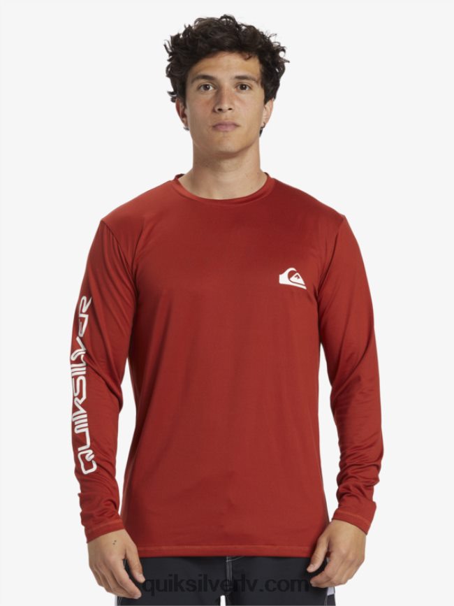 vīriešiem Quiksilver omni session upf 50 sērfošanas t-krekls ar garām piedurknēm sarkanais okers 88064R403