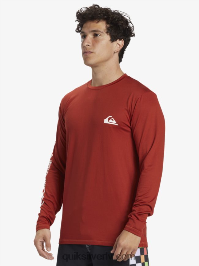 vīriešiem Quiksilver omni session upf 50 sērfošanas t-krekls ar garām piedurknēm sarkanais okers 88064R403