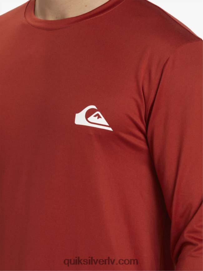 vīriešiem Quiksilver omni session upf 50 sērfošanas t-krekls ar garām piedurknēm sarkanais okers 88064R403