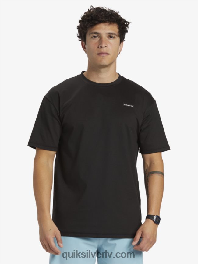 vīriešiem Quiksilver omni session upf 50 sērfošanas triko ar īsām piedurknēm melns 88064R543