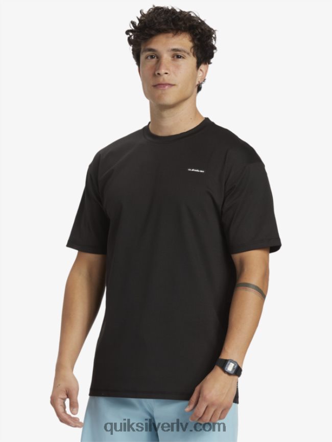 vīriešiem Quiksilver omni session upf 50 sērfošanas triko ar īsām piedurknēm melns 88064R543