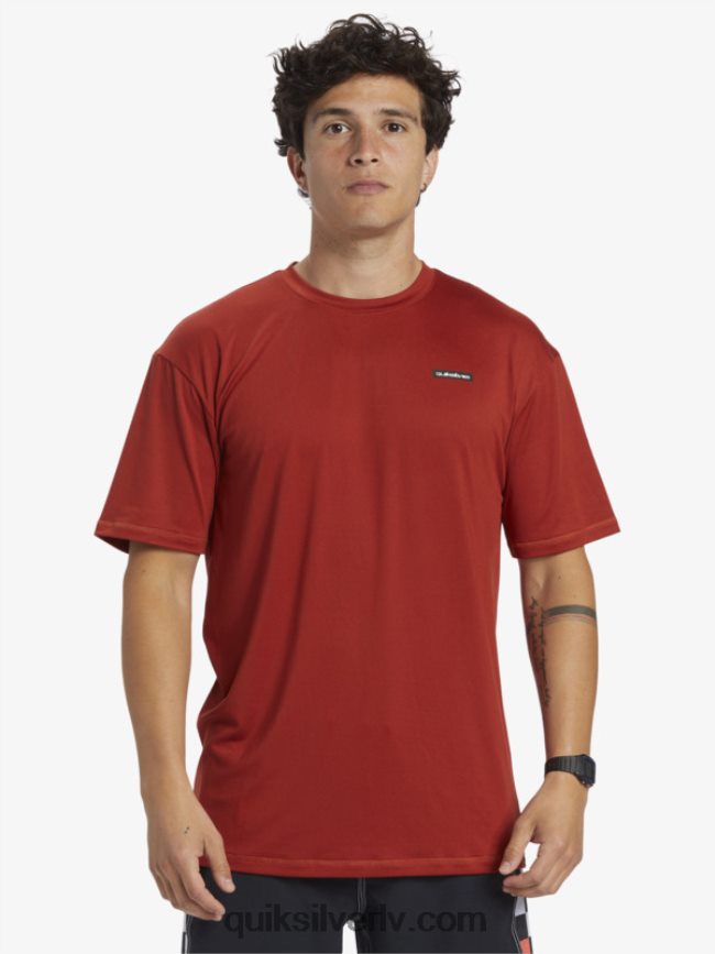 vīriešiem Quiksilver omni session upf 50 sērfošanas triko ar īsām piedurknēm sarkanais okers 88064R539